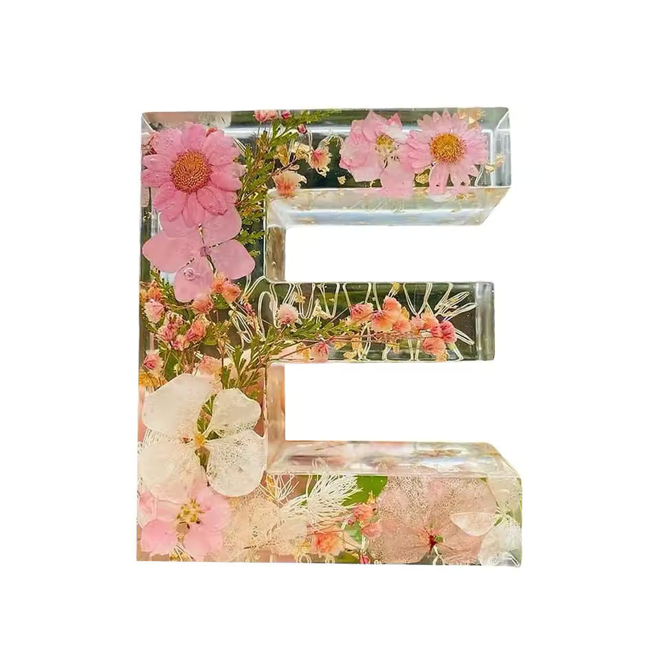 Floral Night Lamp | Resin Letter Light with Pressed Flowers and Fairy Lights