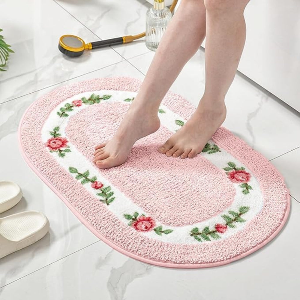 FloralNest | Non Slip Bath Mat – Soft Microfibre Floral Design