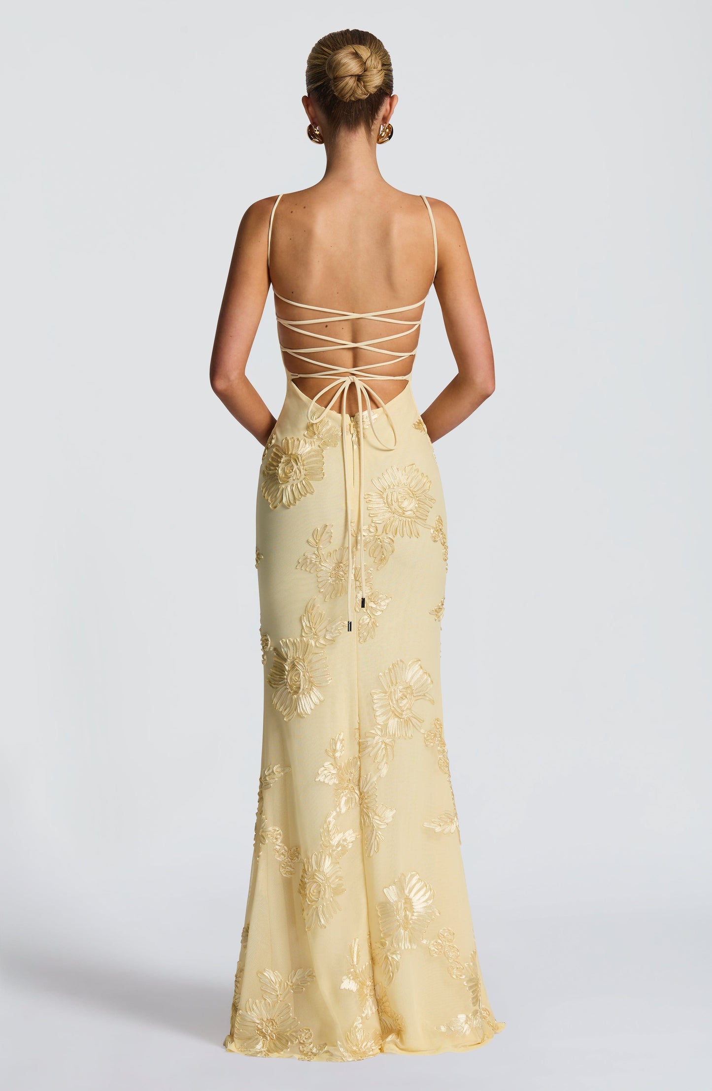 Women's Floral Maxi Dress – Stretch Mesh Underwired Lace-Up
