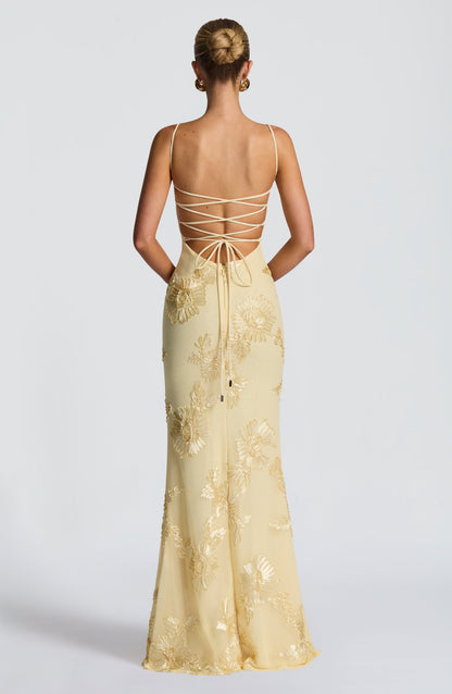 Women's Floral Maxi Dress – Stretch Mesh Underwired Lace-Up