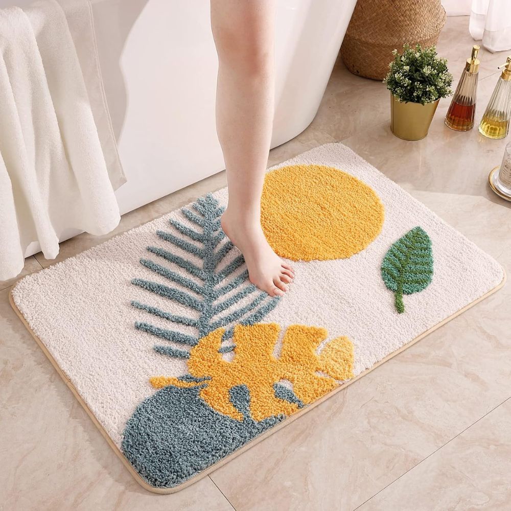 Floral | Non-Slip Bath Mat – Soft Microfiber Design for Bathroom 1