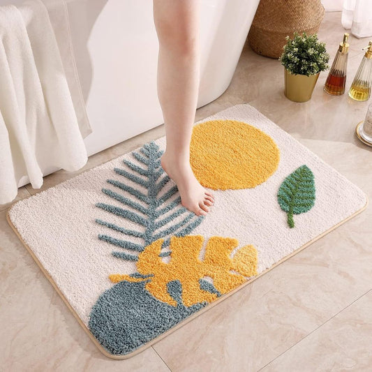 Floral | Non-Slip Bath Mat – Soft Microfiber Design for Bathroom 1