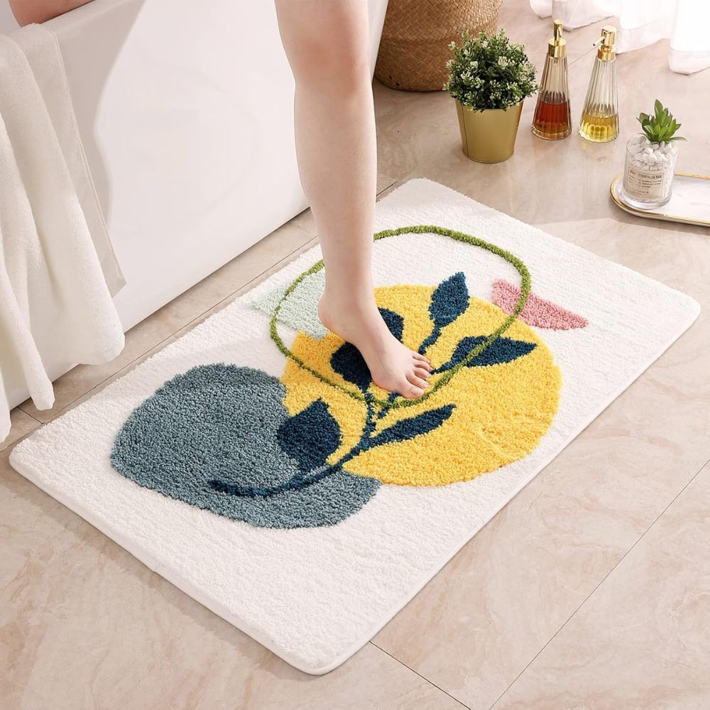 Floral | Non-Slip Bath Mat – Soft Microfiber Design for Bathroom 3