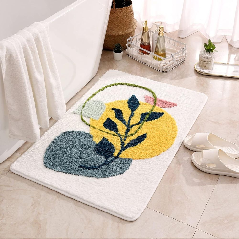 Floral | Non-Slip Bath Mat – Soft Microfiber Design for Bathroom 4