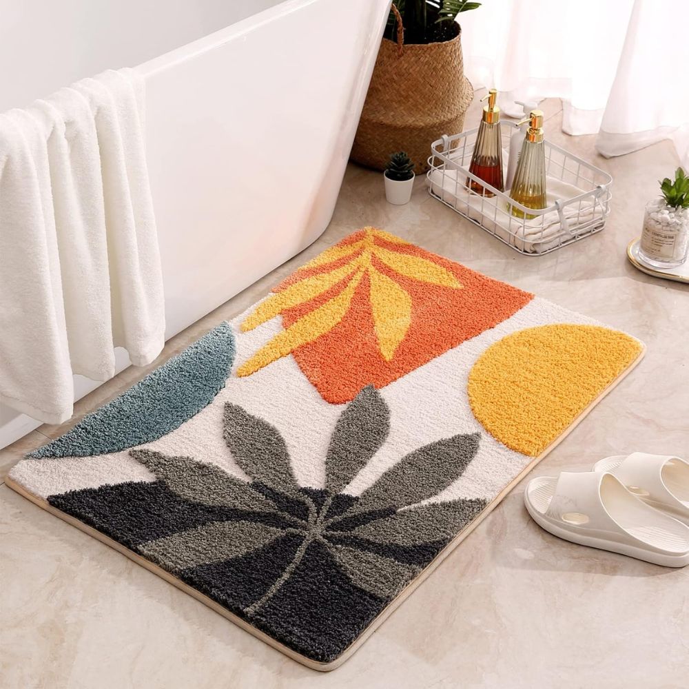 Floral | Non-Slip Bath Mat – Soft Microfiber Design for Bathroom 5