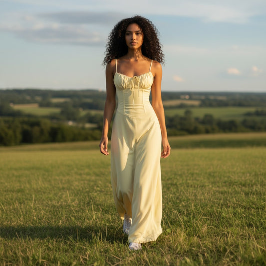 FlowyMax | Women's Maxi Dress - Adjustable Spaghetti Straps for Casual Summer Style