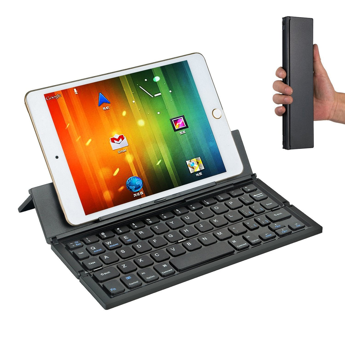 Foldable Bluetooth Keyboard | Built-In Tablet & Phone Stand | 180mAh Battery Lasts 60+ Days Per Charge, Type-C