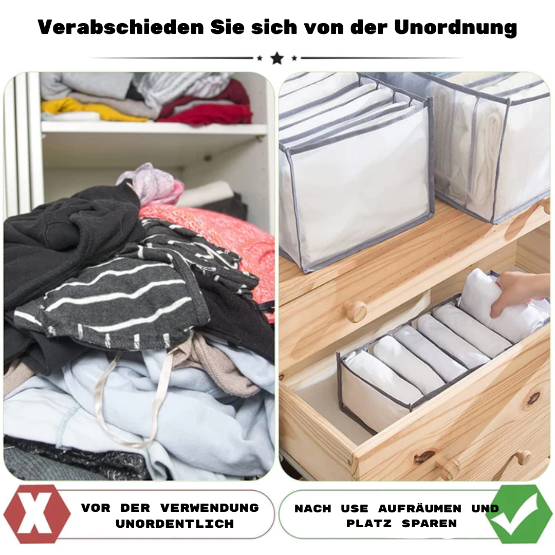 Foldable Drawer Organiser Box Non-Woven Fabric | 7 Compartments, Set of 3 | Space-Saving Storage for Men's Wardrobes