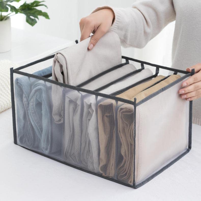Foldable Drawer Organiser Box Non-Woven Fabric | 7 Compartments, Set of 3 | Space-Saving Storage for Men's Wardrobes