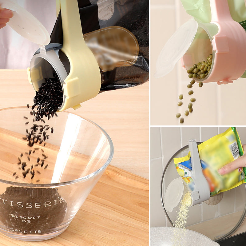 Food Bag Sealing Clips with Pour Spout | Set of 4, Food-Grade PP | Reseal Snack, Cereal & Pantry Bags Without Mess