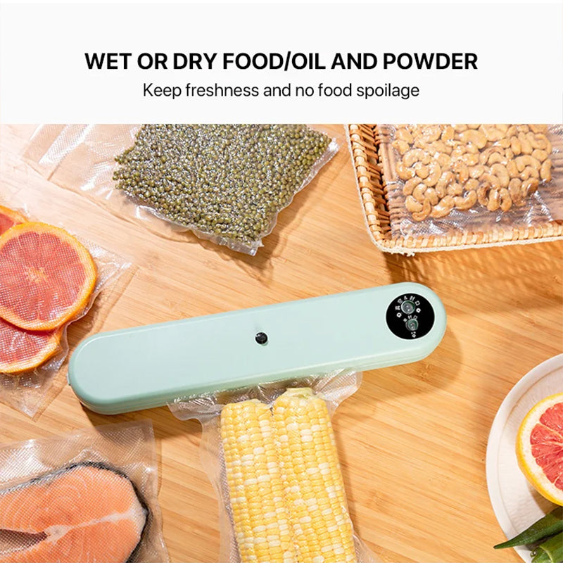 Food Vacuum Sealer ABS Body | One-Touch Vacuum & Seal Modes, 50 Bags Included | Keeps Food Fresh Up to 7x Longer