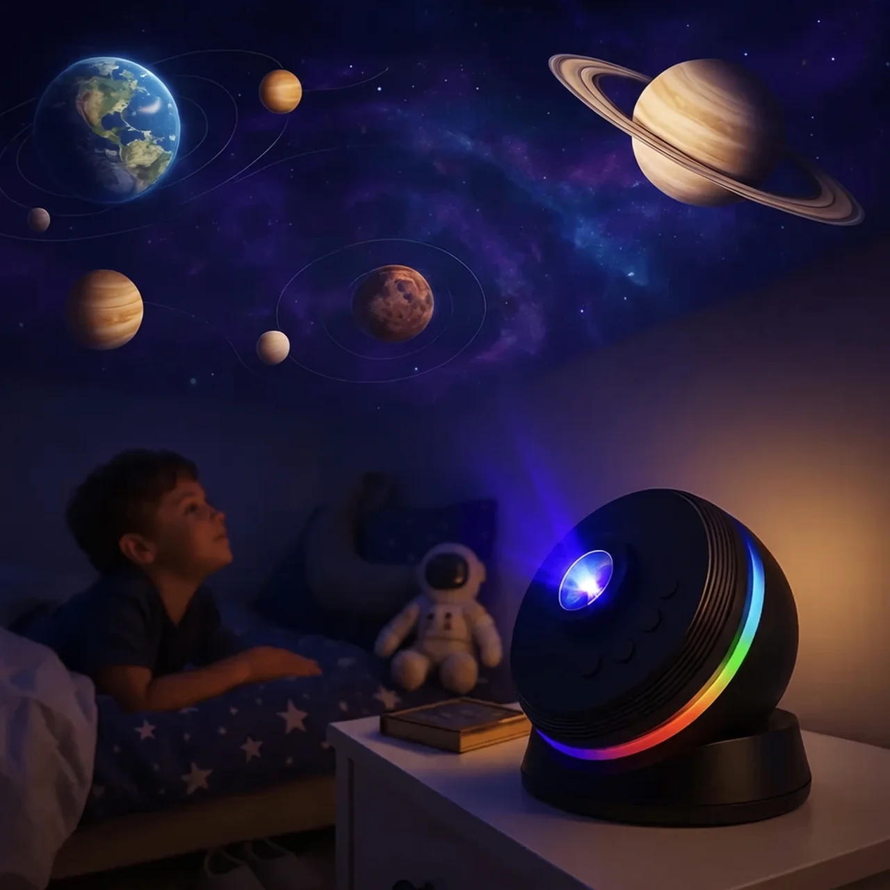 Galaxy Projector | 360 Degree Rotation, Colour Light Ring