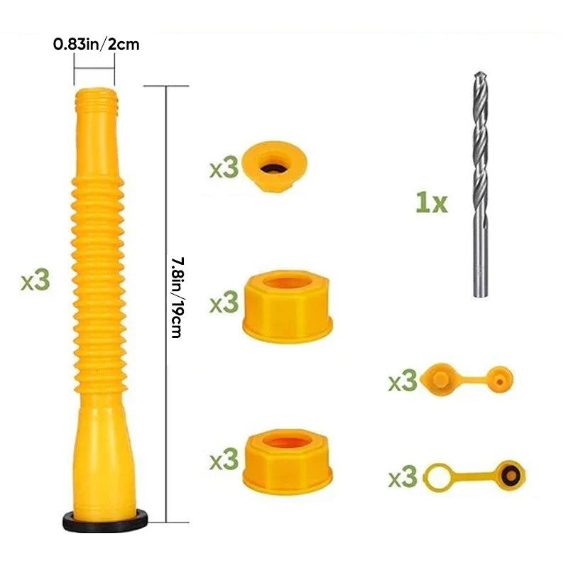 Gas Can Spout Replacement HDPE | Flexible Nozzle & Anti-Spill Cap | Fits Most Oil Cans, Leak-Free Seal, No Drilling Needed