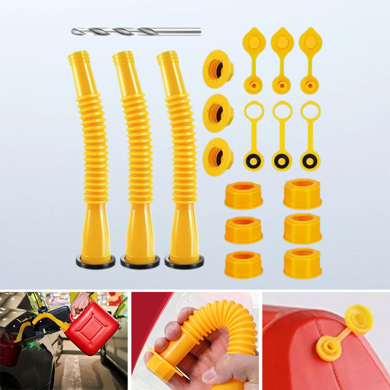 Gas Can Spout Replacement HDPE | Flexible Nozzle & Anti-Spill Cap | Fits Most Oil Cans, Leak-Free Seal, No Drilling Needed