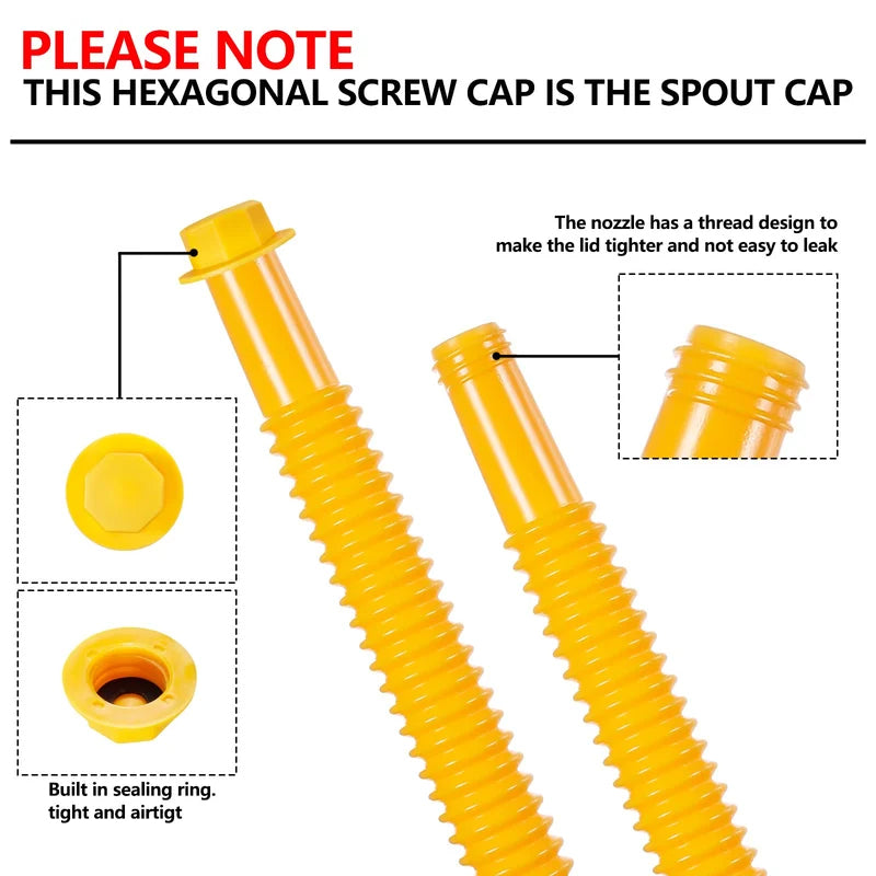 Gas Can Spout Replacement HDPE | Flexible Nozzle & Anti-Spill Cap | Fits Most Oil Cans, Leak-Free Seal, No Drilling Needed