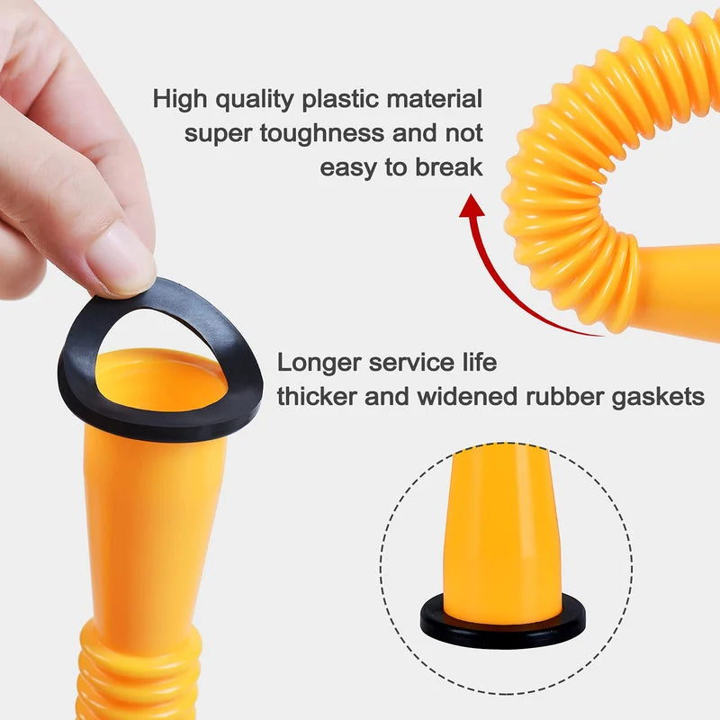 Gas Can Spout Replacement HDPE | Flexible Nozzle & Anti-Spill Cap | Fits Most Oil Cans, Leak-Free Seal, No Drilling Needed