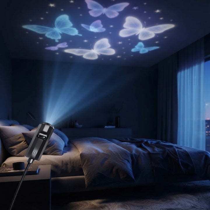 LED Star Projector | 10 Projection Inserts, 360° Rotatable Head | USB Plug-and-Play Galaxy Ocean Bedroom Night Light 4