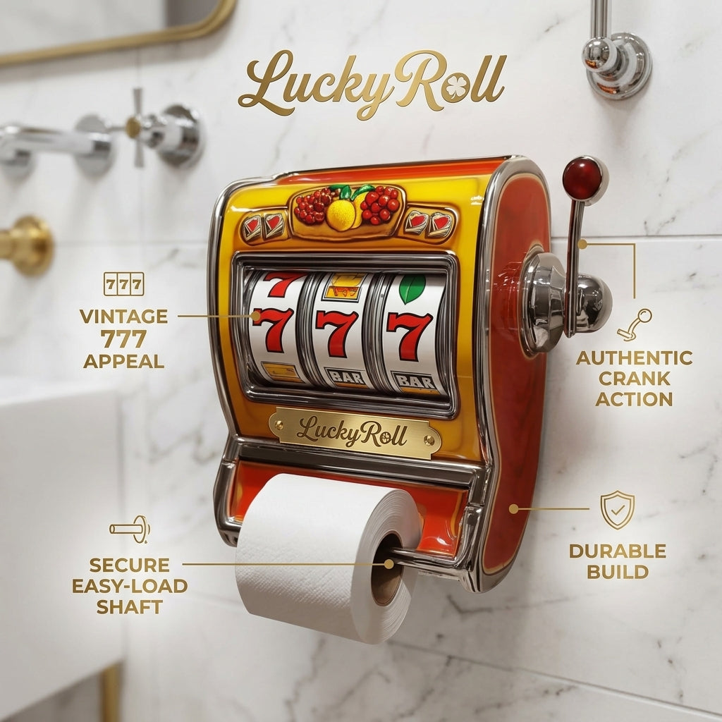 Slot Machine Toilet Roll Holder Plastic | Retro Arcade Style | Secure Fit for Standard Rolls, Easy-Clean Bathroom Accessory 1