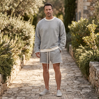 Men's Sweat Shorts – Cotton Knit, Fleece-Lined, Adjustable Waist