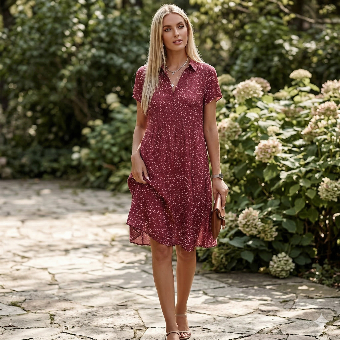 Eleanor | Women's Summer Dress - Airy Fabric with Micro Dot Print
