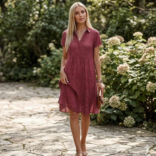 Eleanor | Women's Summer Dress - Airy Fabric with Micro Dot Print