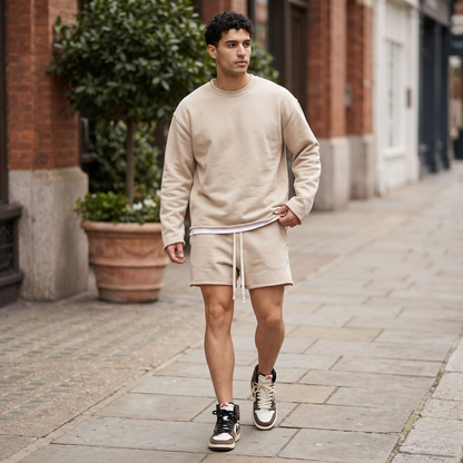 Men's Sweat Shorts – Cotton Knit, Fleece-Lined, Adjustable Waist