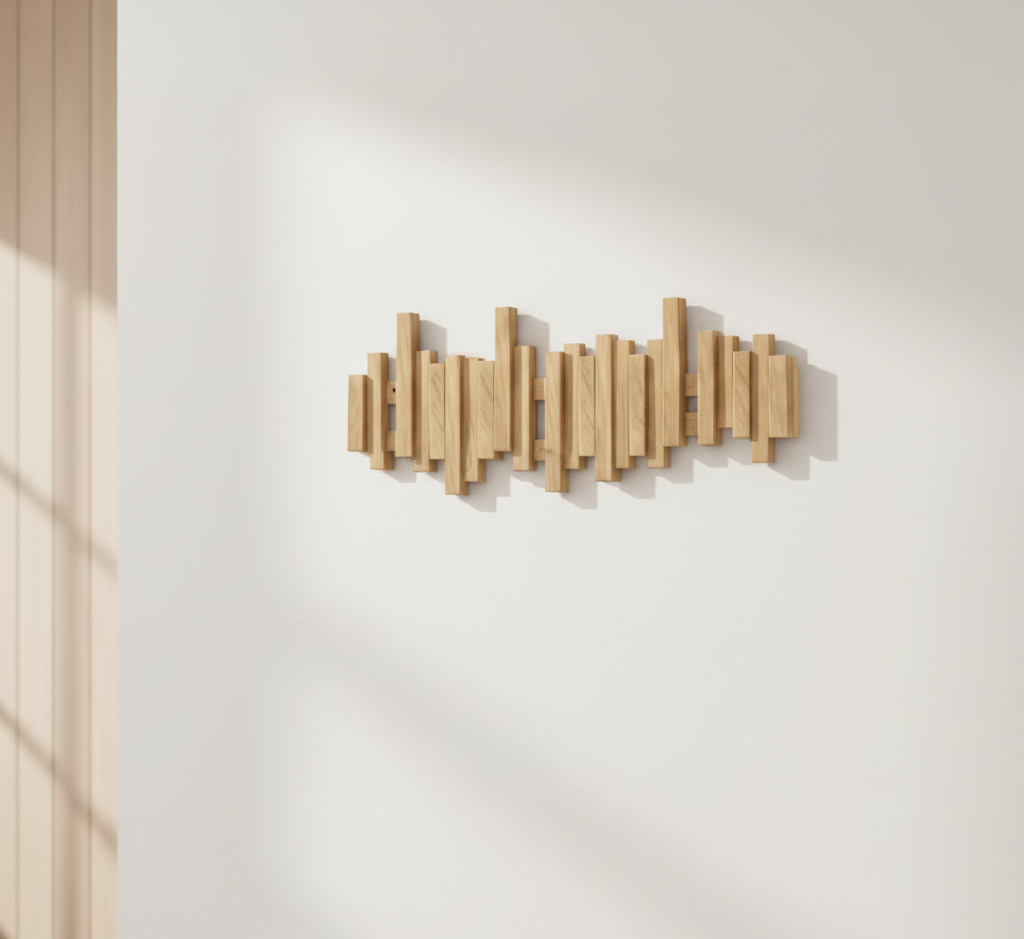 Wall-Mounted Coat Rack Solid Wood | Sturdy Hooks for Jackets, Bags & Scarves | Space-Saving Slim Hallway Storage 3