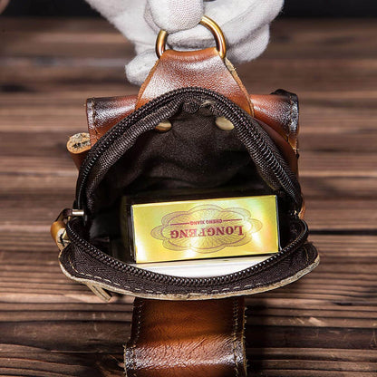 Genuine Leather | Men's Waist Bag with Adjustable Strap - Durable Brown Design 6