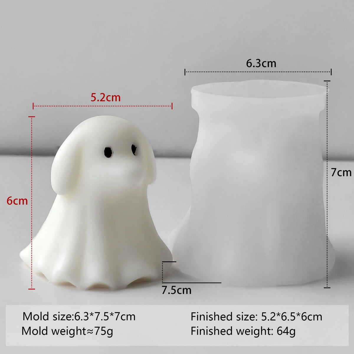 Ghost Candle Silicone Mould | Halloween Decoration Design | Flexible Reusable Mould for Wax, Resin and Soap Crafts