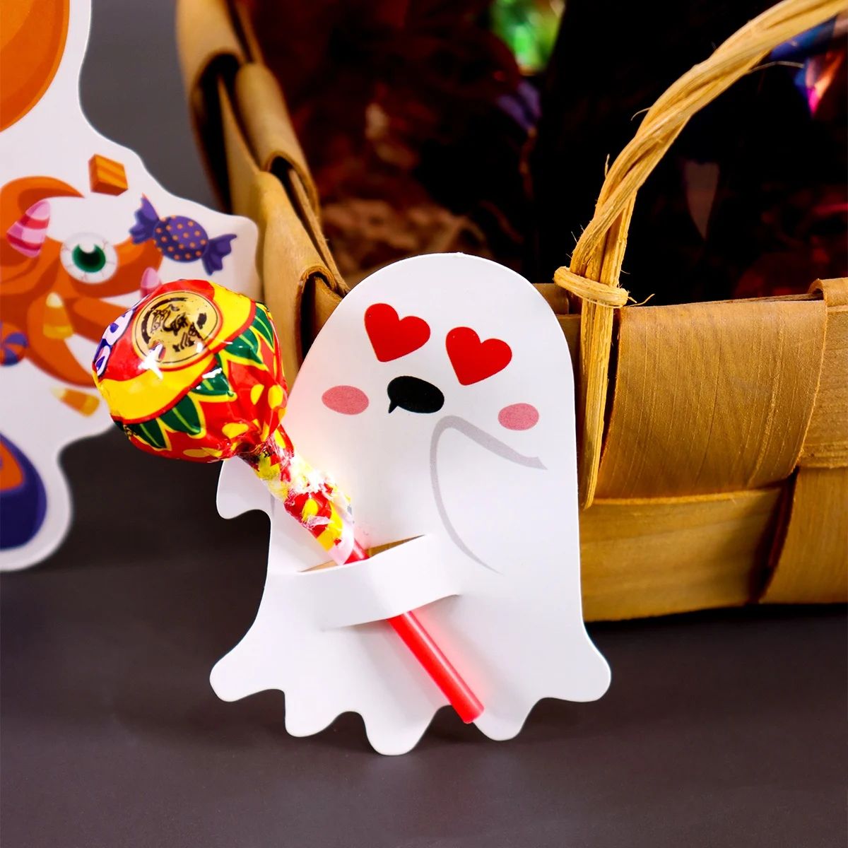 Ghost Halloween Lollipop Holders | 48-Piece Paper Party Favours | Ready-Made Trick-or-Treat Candy Wrapping Set