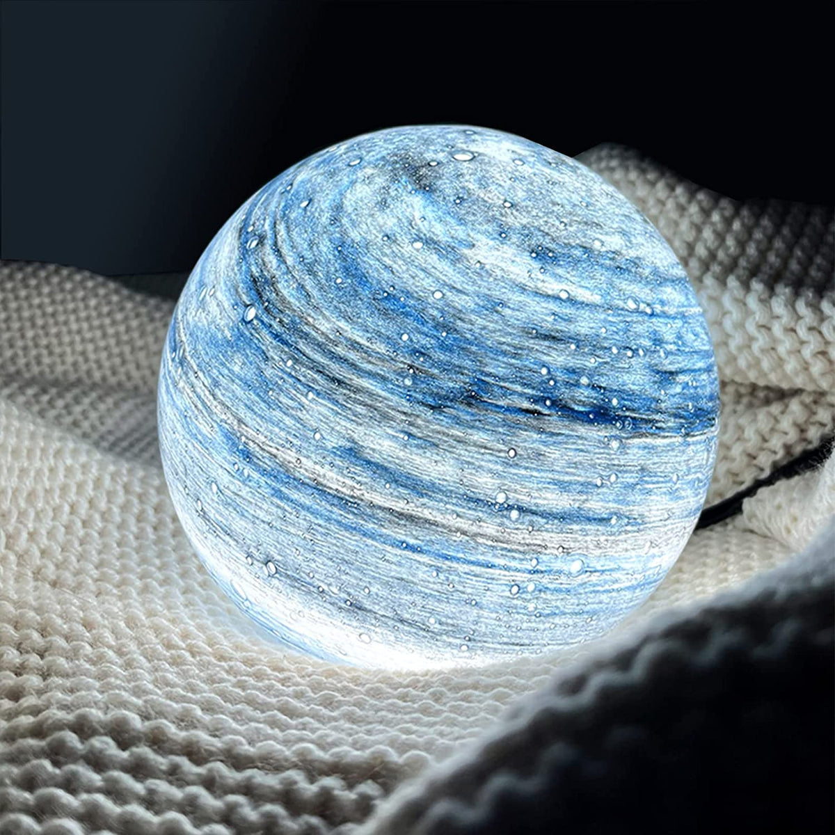 Glass Moon Table Lamp | 16-Colour LED, Remote Included | Cosmic Glow for Bedroom or Living Room