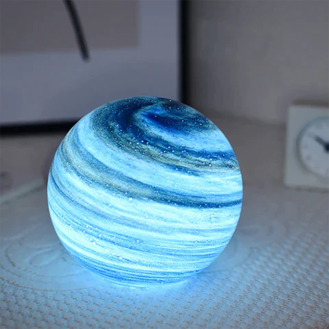 Glass Look Sphere LED Table Lamp with Swirl Pattern Surface 1