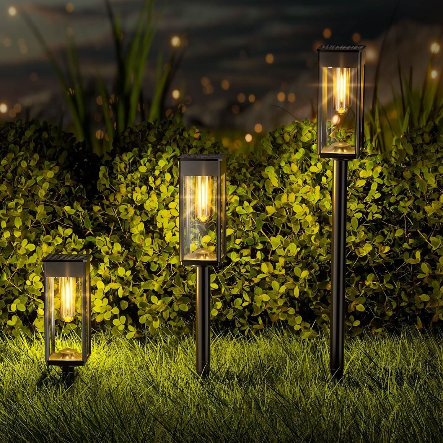 GlowPath | Wireless Solar Garden Lantern - Retro Filament Design