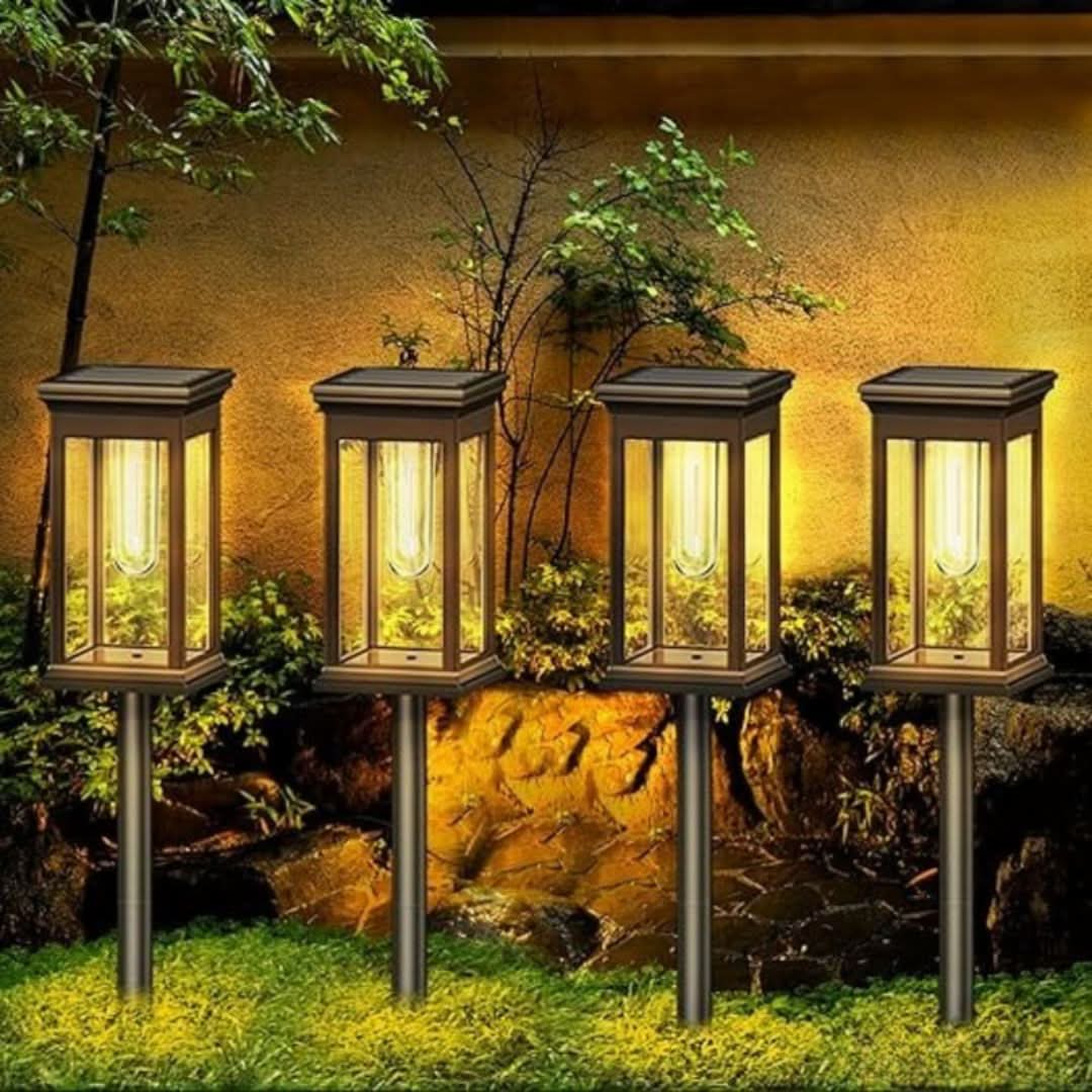 GlowPath | Wireless Solar Garden Lantern - Retro Filament Design
