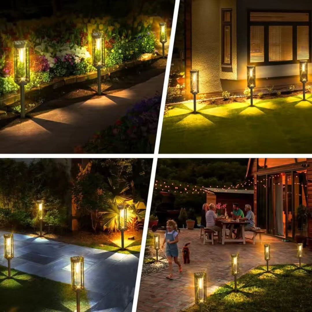 GlowPath | Wireless Solar Garden Lantern - Retro Filament Design