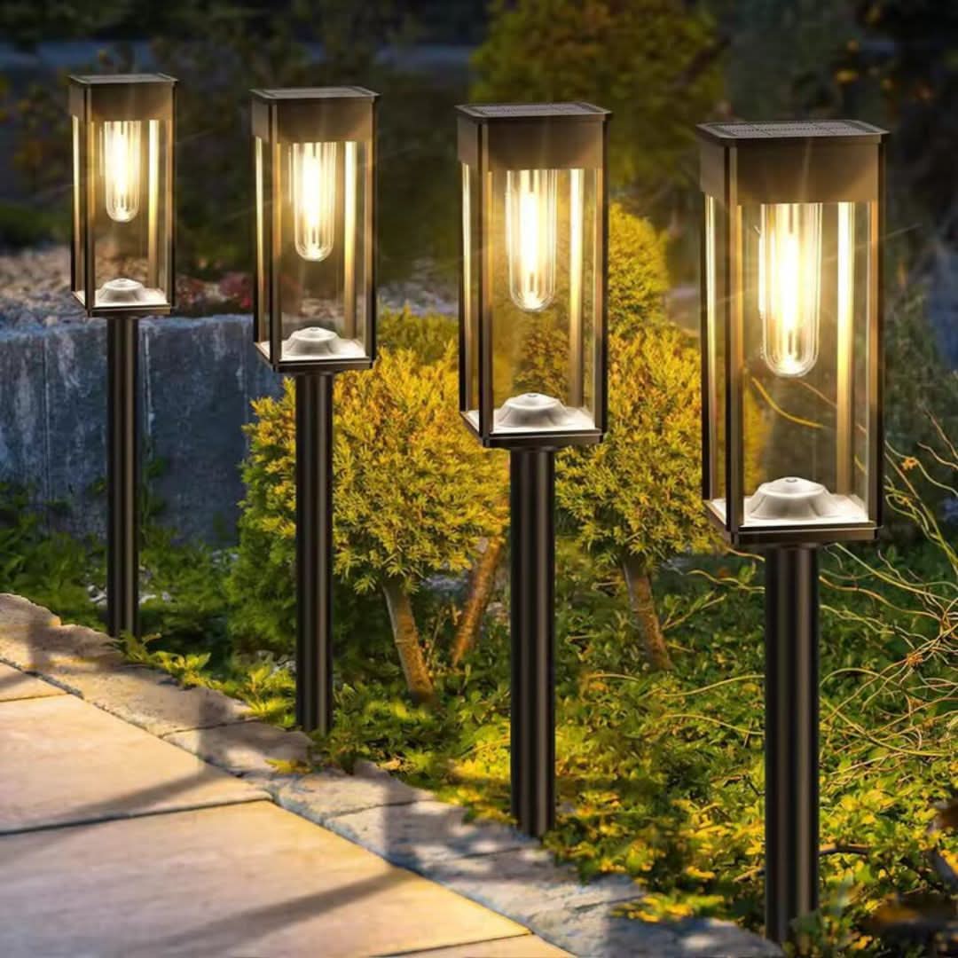 GlowPath | Wireless Solar Garden Lantern - Retro Filament Design