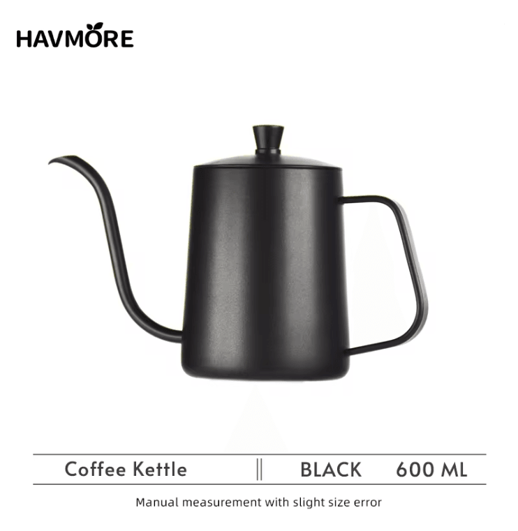 Gooseneck Coffee Kettle Stainless Steel | Precision Pour Spout, 600ml Capacity | Consistent Pour-Over Extraction
