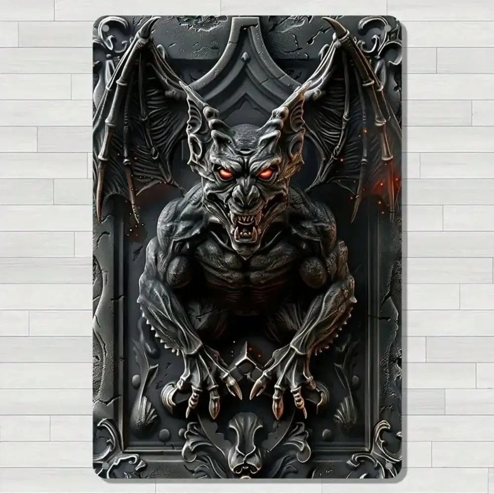 Gothic Wall Sign Aluminum | Weatherproof Mythical Creature Artwork with Pre-Drilled Mounting Holes | Bold Statement Décor Piece