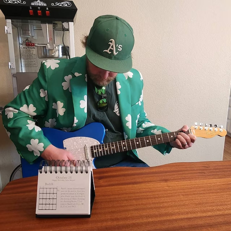 Guitar Chord Desk Calendar | 365 Page-a-Day Format, Undated for Any Year | Learn a New Chord Daily with Guitarist Birthdays
