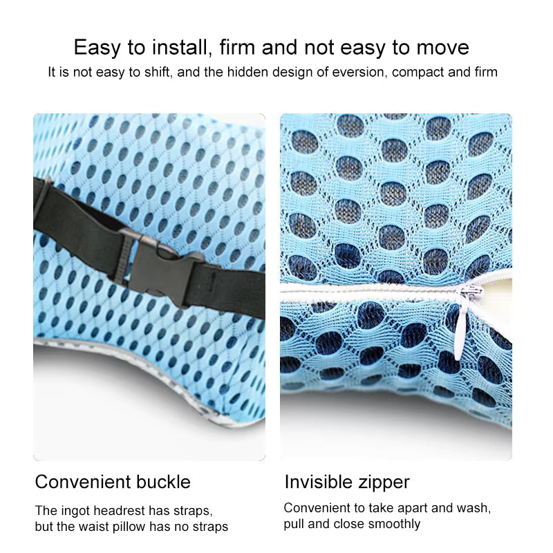 Seat Cushion Memory Foam Lumbar Support Mesh with Adjustable Straps 7