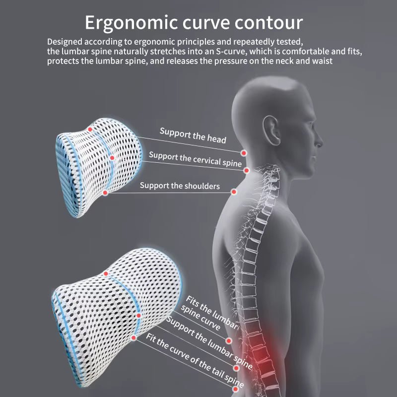 Seat Cushion Memory Foam Lumbar Support Mesh with Adjustable Straps 2