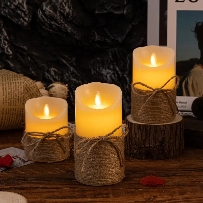 Flameless LED Block Candles ABS 5-Piece Set, 10-20 cm | Realistic Flicker Effect | Battery-Powered, No Open Flame 5
