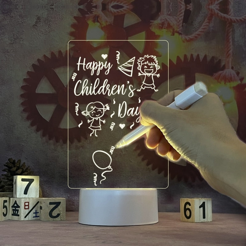 Lighted Message Board, Acrylic & ABS, 95 mm Base | USB or AA Battery Powered | Erasable Light Pen, 7 Colour Options 5
