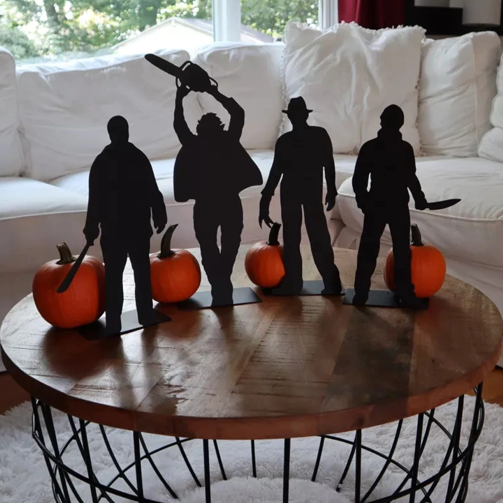 Halloween Shadow Figures | Set of 4 Freestanding Silhouette Cut-Out Poses | Indoor Outdoor Scary Décor for Parties