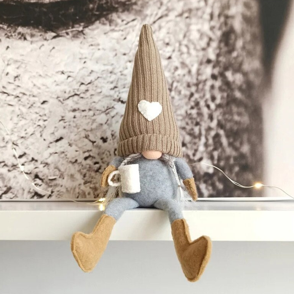Handmade Coffee Gnome Plush | Adjustable Legs, Styleable Hair | Coffee-Themed Decor Gift for Coffee Lovers & Home