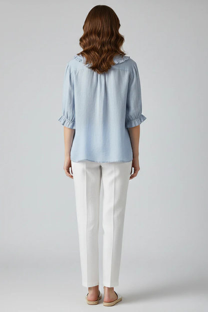 Harriet | Women's Blouse - Ruffle Collar With Three-Quarter Sleeves 1