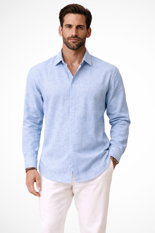Harrison | Men's Linen Shirt - Relaxed Fit in Grey 0