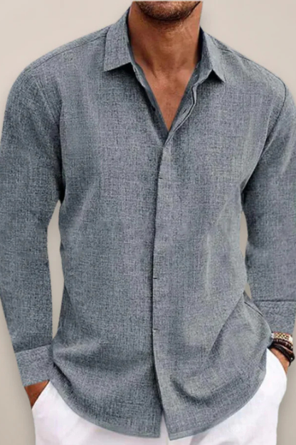Harrison | Men's Linen Shirt - Relaxed Fit in Grey 3