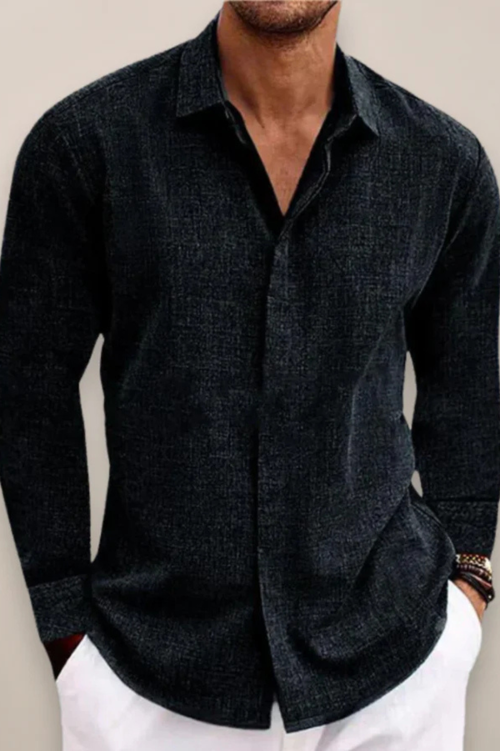 Harrison | Men's Linen Shirt - Relaxed Fit in Grey 5