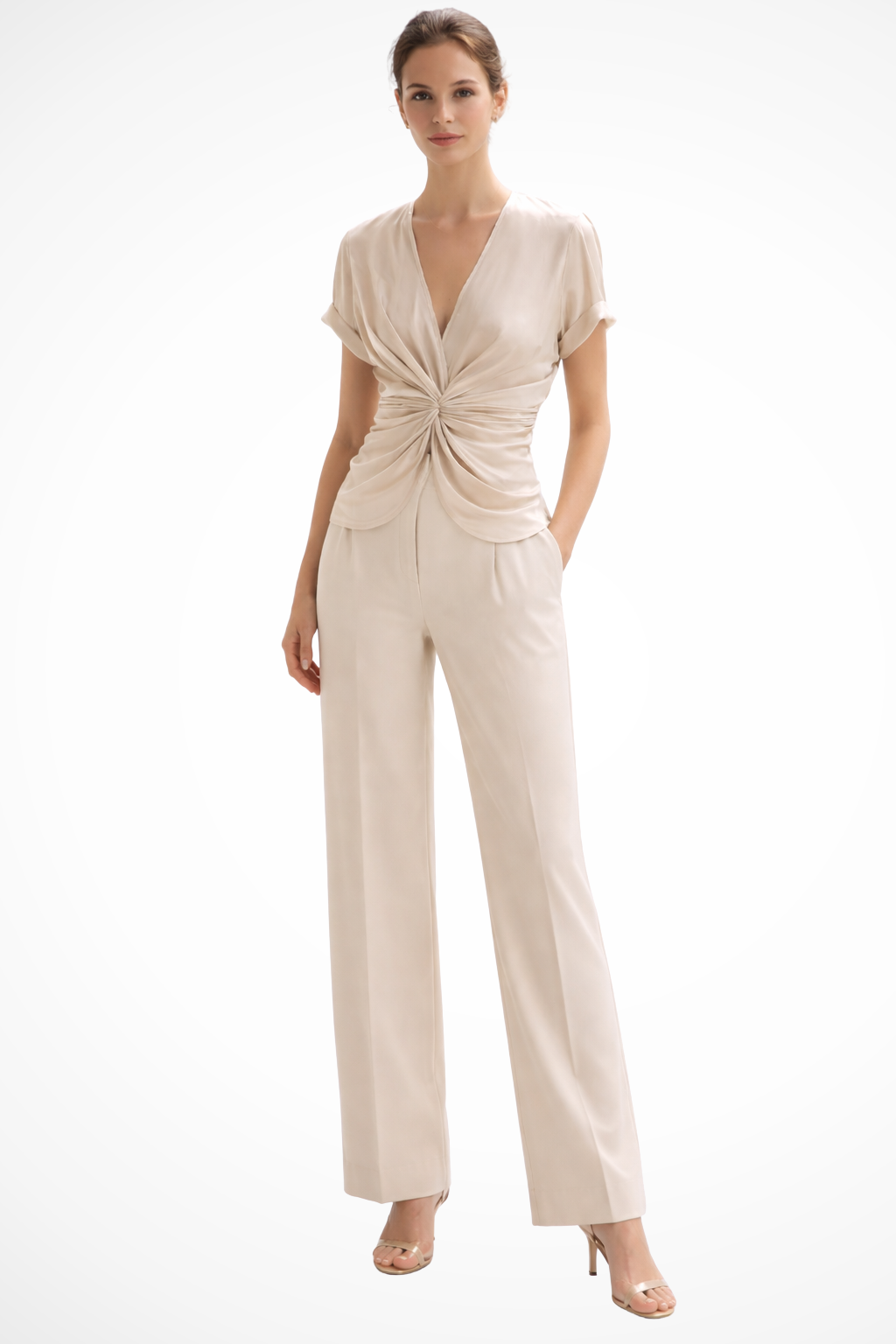 Hartley | Women's Blouse – V-Neck With Twist Detail, Lightweight Polyester 0